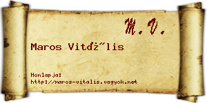 Maros Vitális névjegykártya